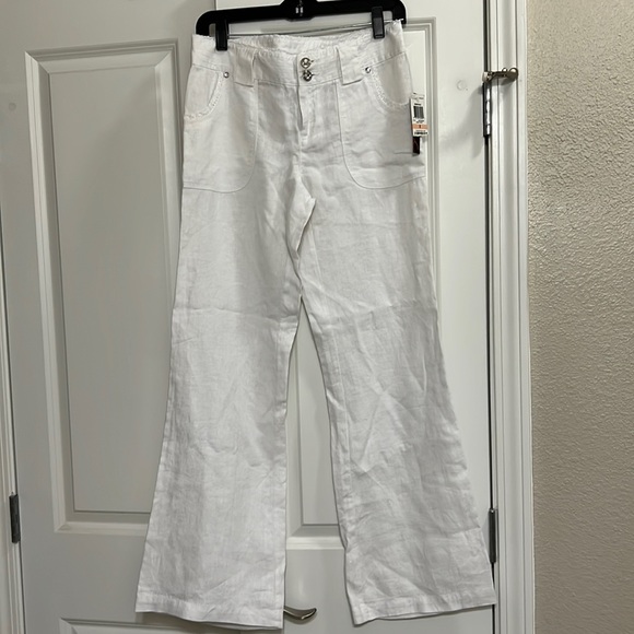 INC International Concepts Pants - ⭐️OFFERS WELCOME!!⭐️ NWT! INC White Linen Pants w/ Rhinestone Buttons